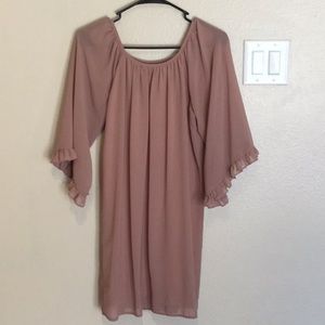 Blush Ruffle Sleeve 3/4 Dress